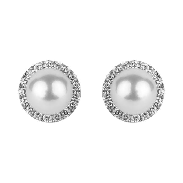 GR0080 White Gold Halo Studs