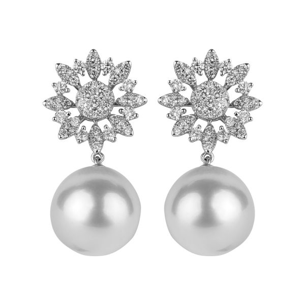 YD12466 Diamond Flower Dangle