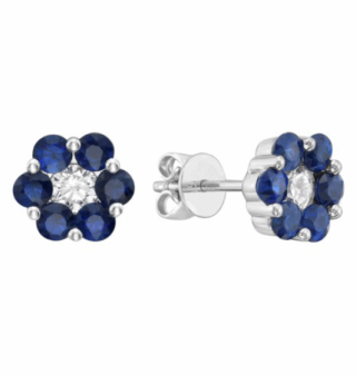 Earrings 14KW/1.7G Sapphire & Diamond