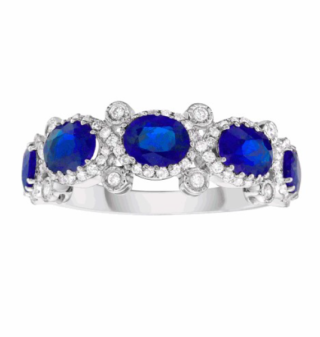 Ring 14KW/3.2G Sapphire & Diamond