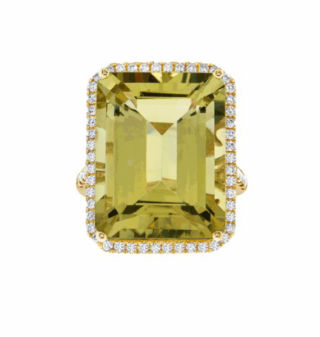 Ring 14KY/5.8G Gold Green Quartz