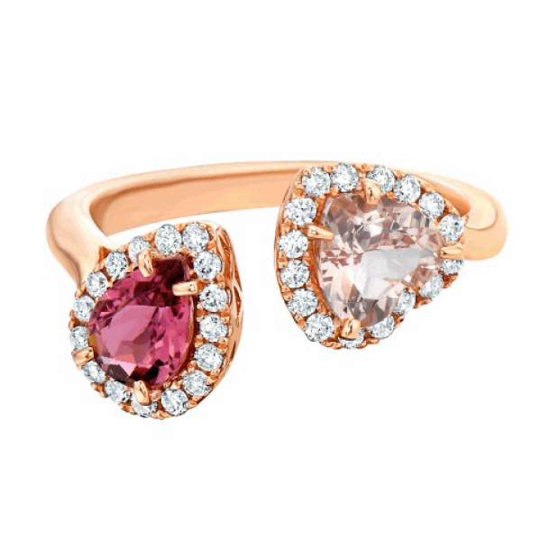 Ring 14KR/3.4G Pink Tourmaline and Morganite
