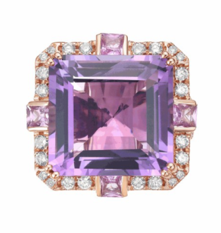 Ring 14KR/6.13G Amethyst & Pink Sapphire