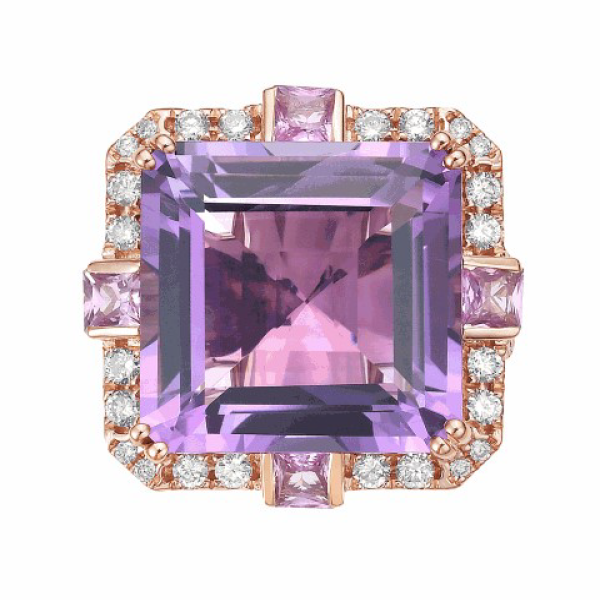Ring 14KR/6.13G Amethyst & Pink Sapphire